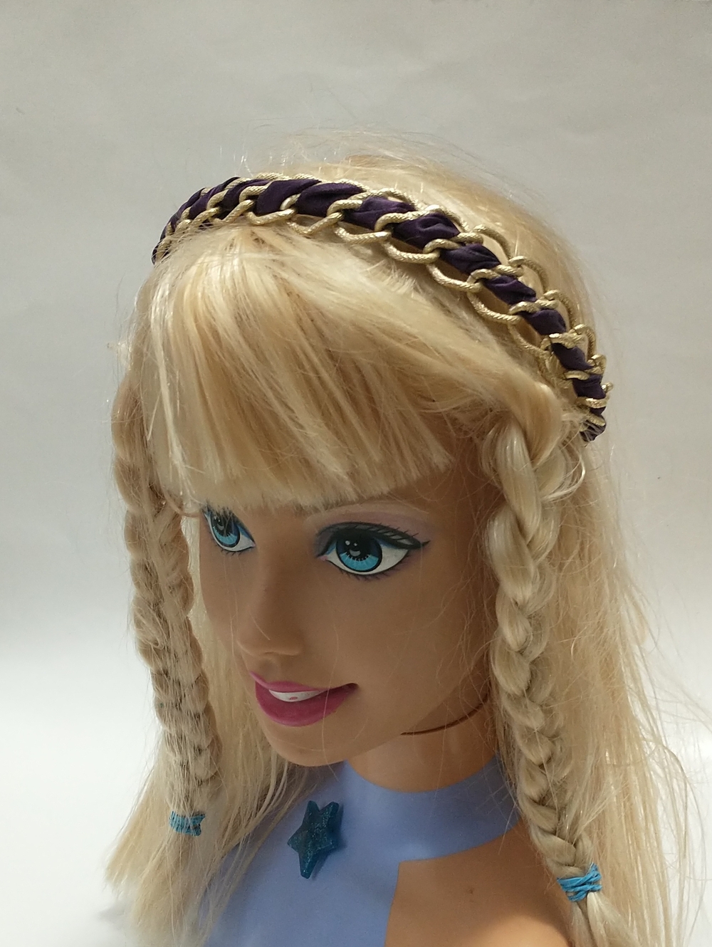 Purple and Gold Braided Headband for Women